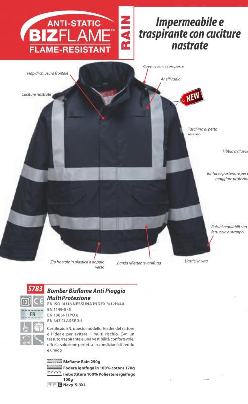 BOMBER BIZFLAME ANTI PIOGGIA  MULTI PROTEZIONE 